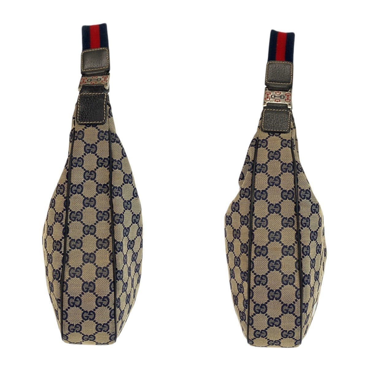 23664
GUCCI グッチ シェリーライン ネイビー シルバー金具 GGキャンバス 145757 ホーボー ショルダーバッグ レディース ABP37
