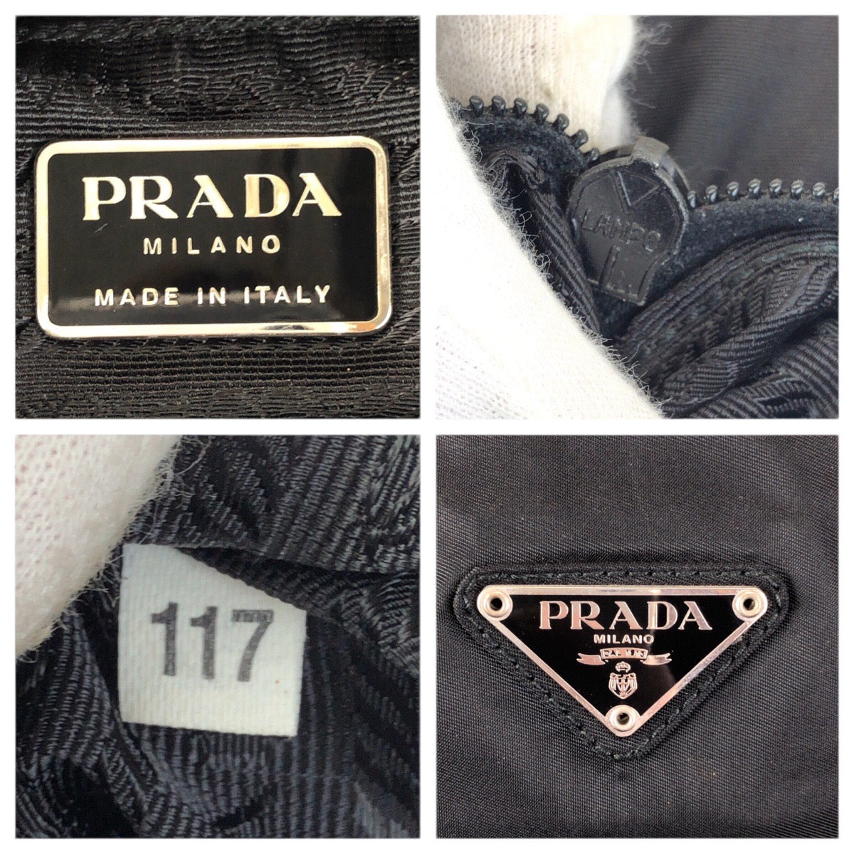 23665
PRADA プラダ テスート 三角ロゴプレート ブラック 黒 シルバー金具 ナイロン トートバッグ ショルダーバッグ レディース ABP35