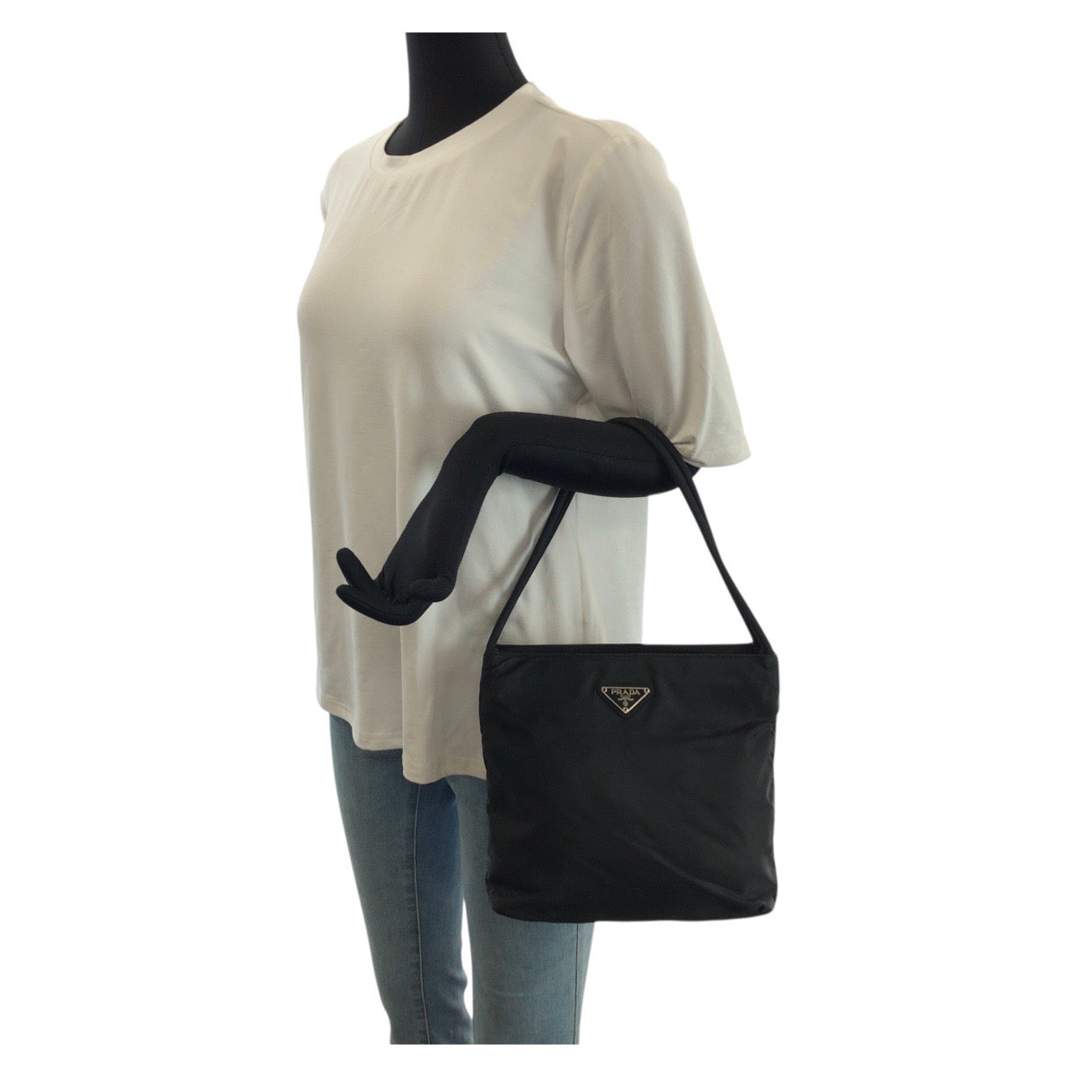 23665
PRADA プラダ テスート 三角ロゴプレート ブラック 黒 シルバー金具 ナイロン トートバッグ ショルダーバッグ レディース ABP35