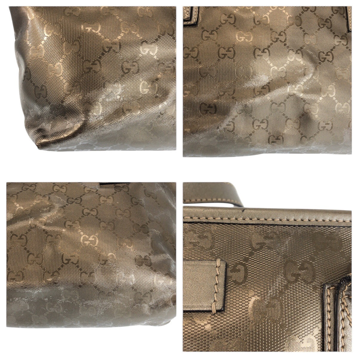 23666
GUCCI グッチ GGインプリメ ブラウン ブロンズ PVC 211138 トートバッグ ショルダーバッグ レディース AB35