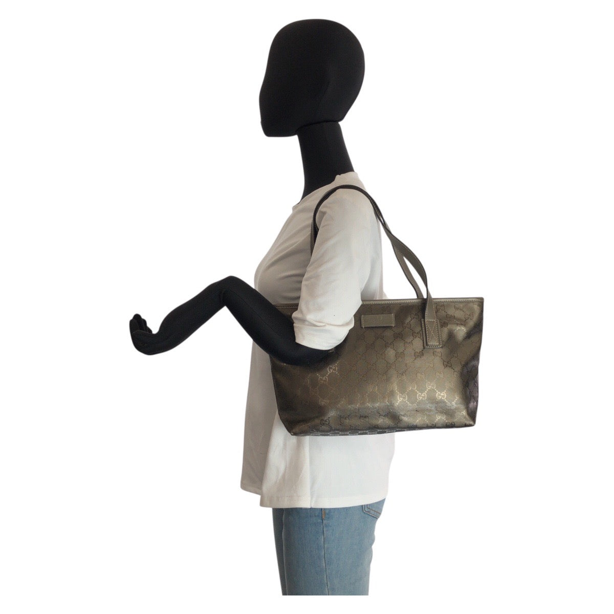 23666
GUCCI グッチ GGインプリメ ブラウン ブロンズ PVC 211138 トートバッグ ショルダーバッグ レディース AB35