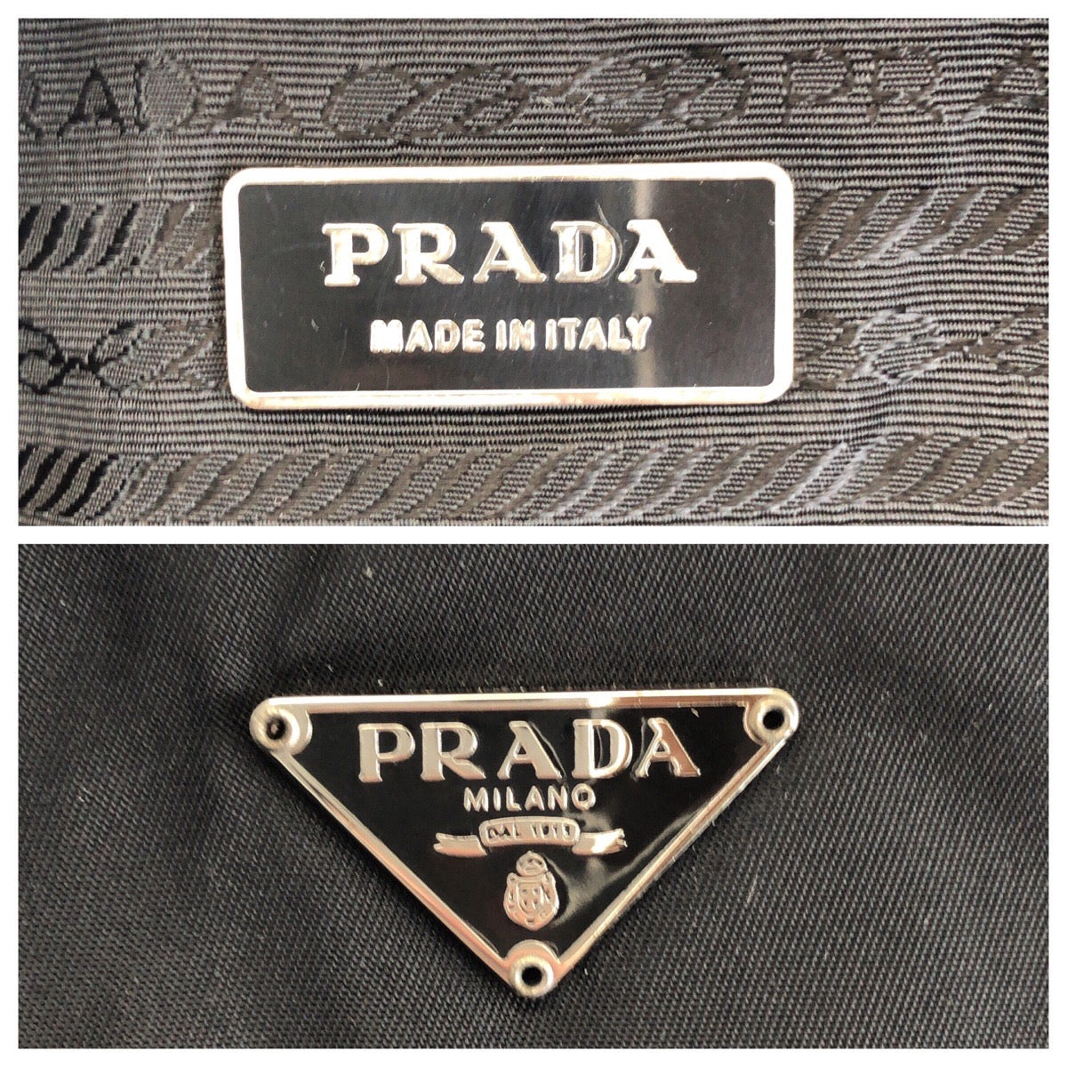 23667
PRADA プラダ テスート 三角ロゴプレート ブラック 黒 シルバー金具 ナイロン / レザー トートバッグ ハンドバッグ レディース ABP49