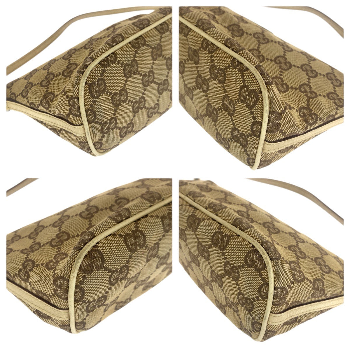 23668
GUCCI グッチ ベージュ シルバー金具 GGキャンバス / レザー 07198 ハンドバッグ アクセサリーポーチ レディース AB21