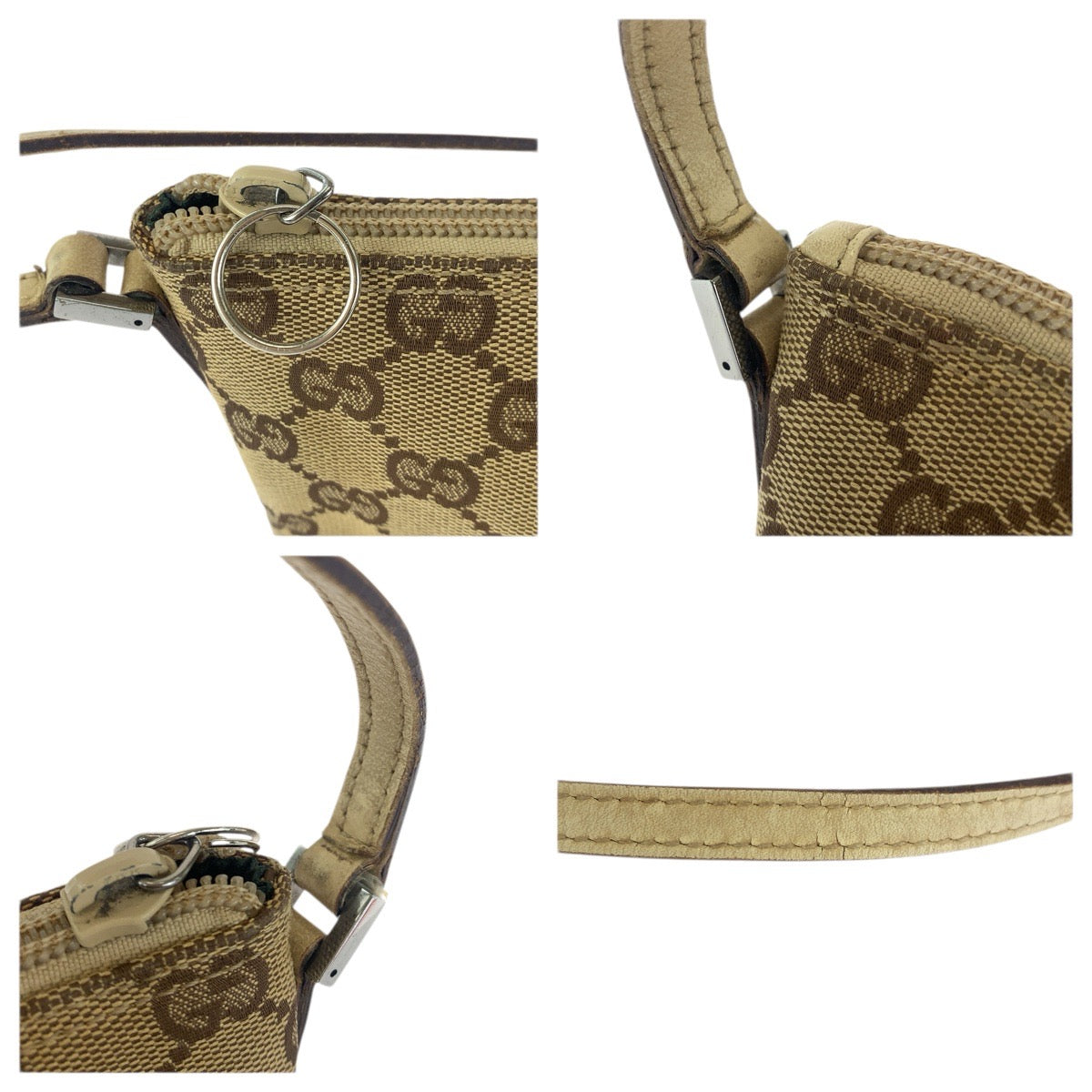 23668
GUCCI グッチ ベージュ シルバー金具 GGキャンバス / レザー 07198 ハンドバッグ アクセサリーポーチ レディース AB21