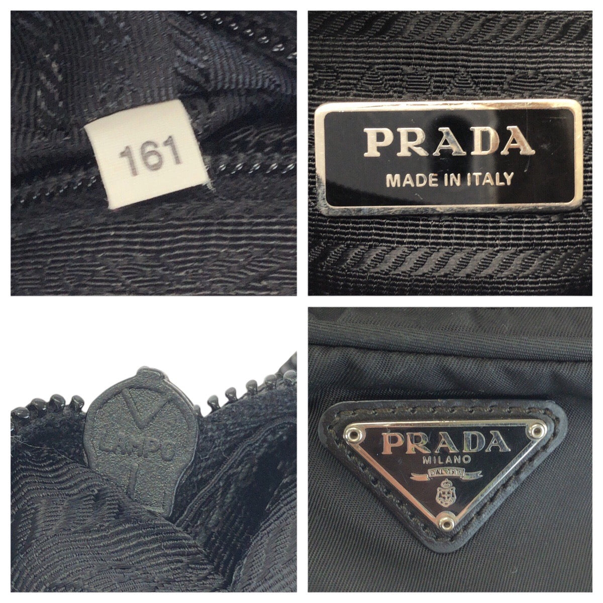 23669
PRADA プラダ テスート 三角ロゴプレート ブラック 黒 シルバー金具 ナイロン ショルダーバッグ ポシェット レディース AB21