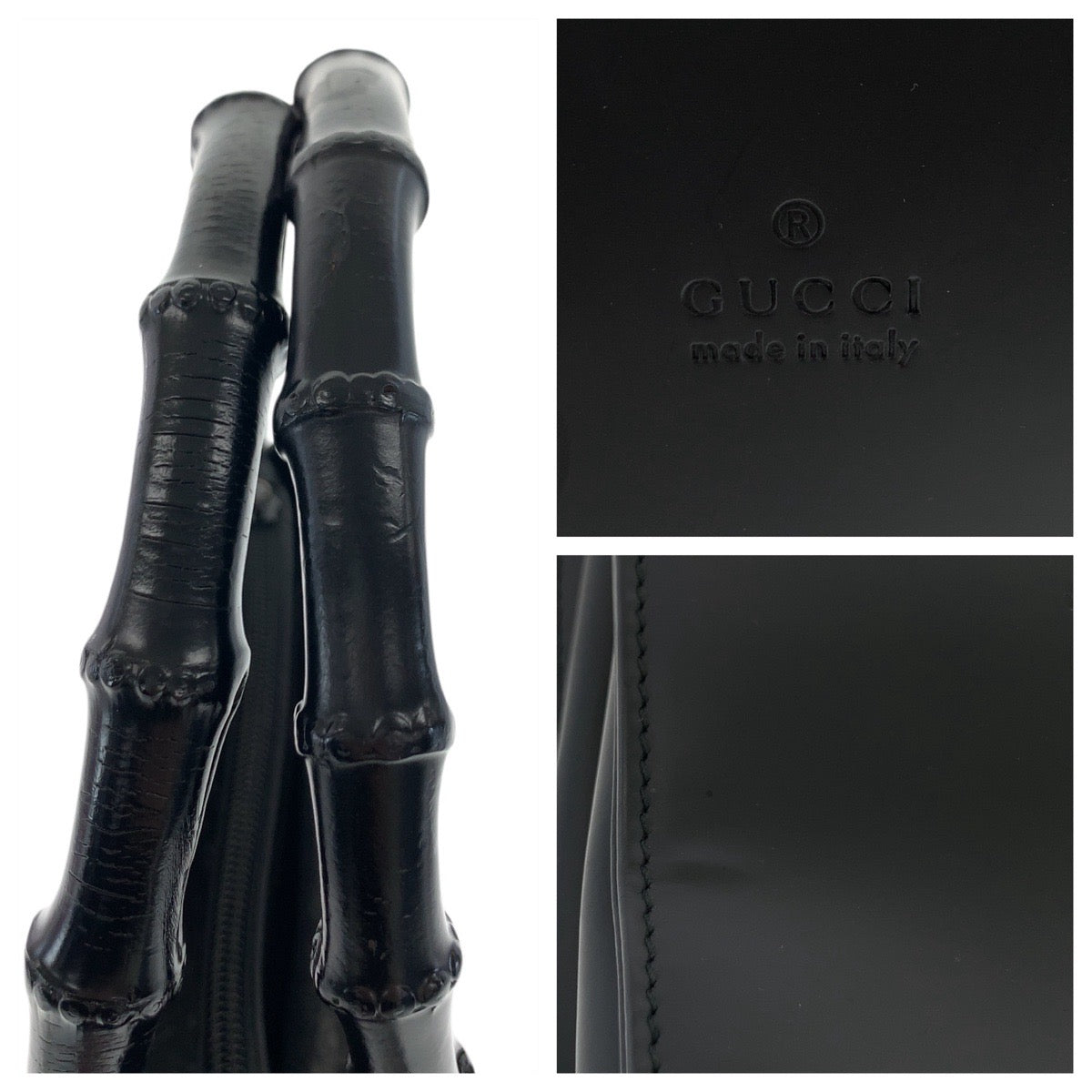 23670
GUCCI グッチ バンブー ブラック 黒 シルバー金具 レザー 002 1016 ハンドバッグ トートバッグ レディース ABP37