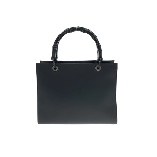 23670
GUCCI グッチ バンブー ブラック 黒 シルバー金具 レザー 002 1016 ハンドバッグ トートバッグ レディース ABP37