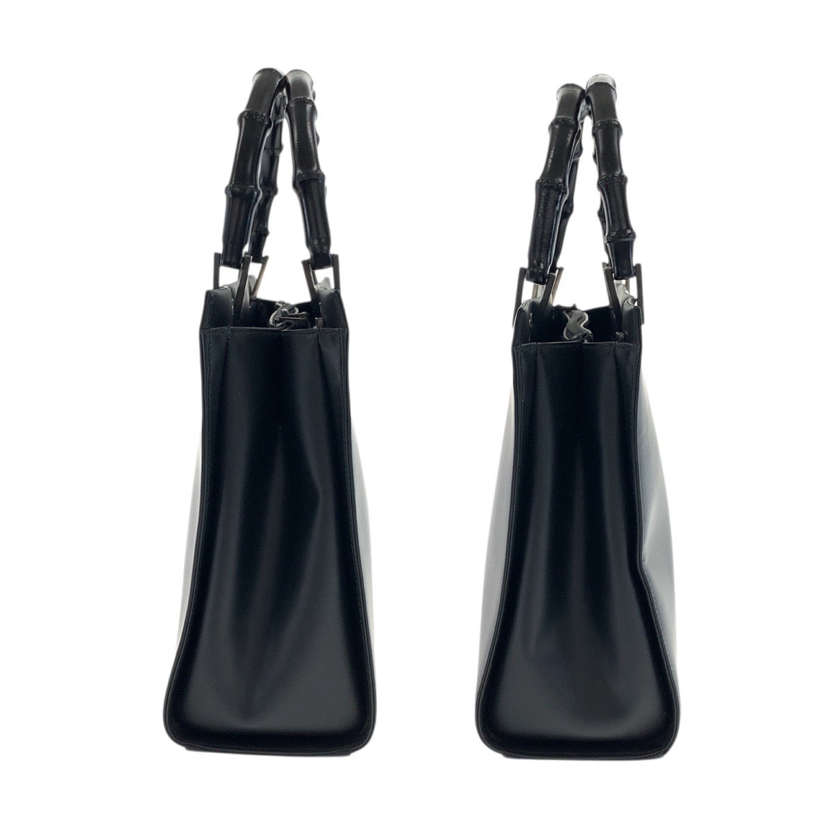 23670
GUCCI グッチ バンブー ブラック 黒 シルバー金具 レザー 002 1016 ハンドバッグ トートバッグ レディース ABP37