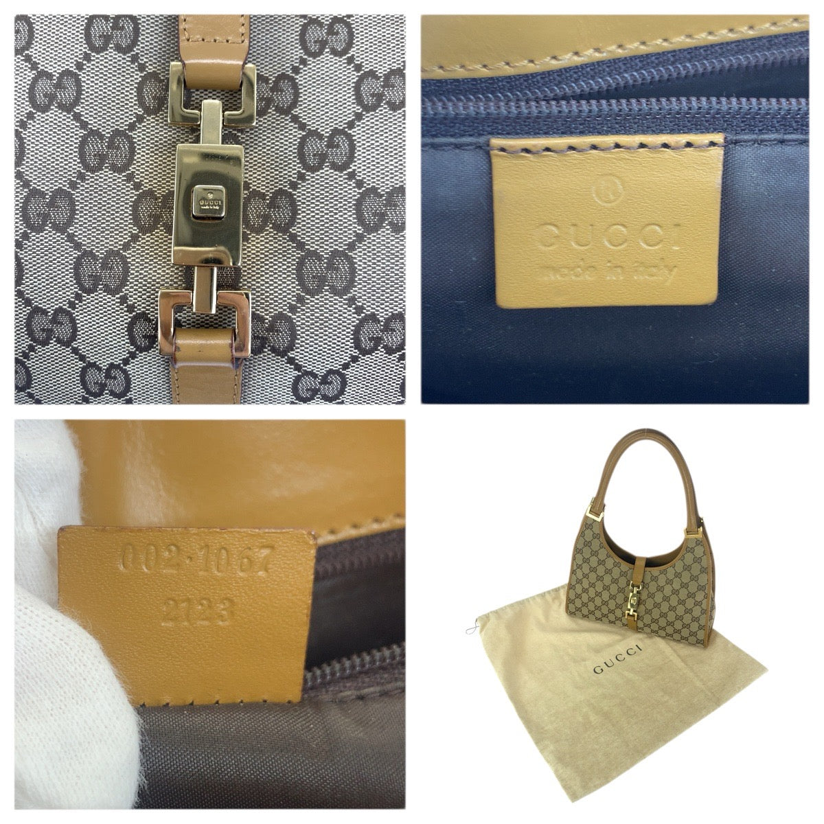 23673
GUCCI グッチ ジャッキー ベージュ ライトブラウン ゴールド金具 GGキャンバス / レザー 002 1067 ショルダーバッグ ハンドバッグ レディース ABP56
