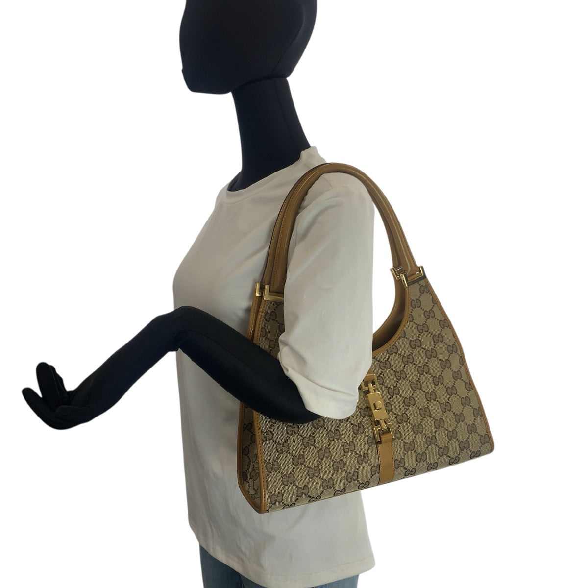 23673
GUCCI グッチ ジャッキー ベージュ ライトブラウン ゴールド金具 GGキャンバス / レザー 002 1067 ショルダーバッグ ハンドバッグ レディース ABP56