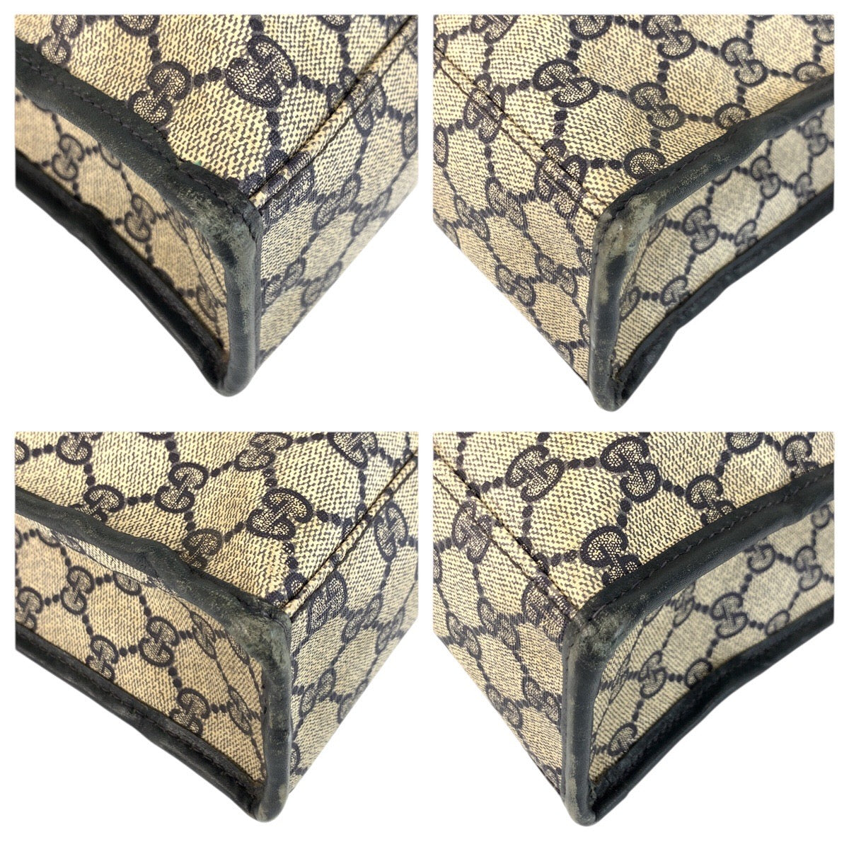 23675
GUCCI グッチ ヴィンテージ シェリーライン グレー ネイビー ゴールド金具 GGスプリームキャンバス / レザー 010 378 トートバッグ ハンドバッグ レディース AB28