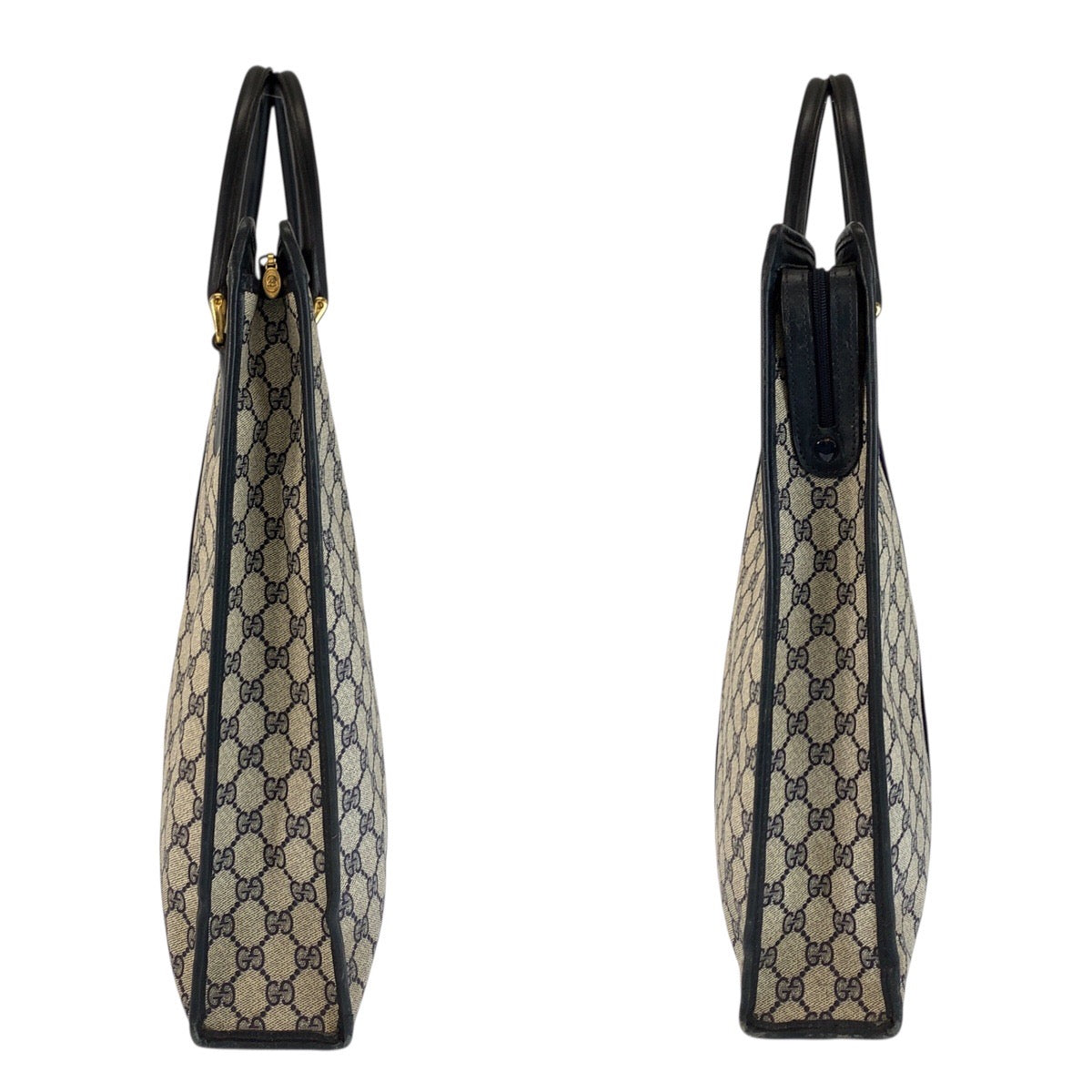 23675
GUCCI グッチ ヴィンテージ シェリーライン グレー ネイビー ゴールド金具 GGスプリームキャンバス / レザー 010 378 トートバッグ ハンドバッグ レディース AB28