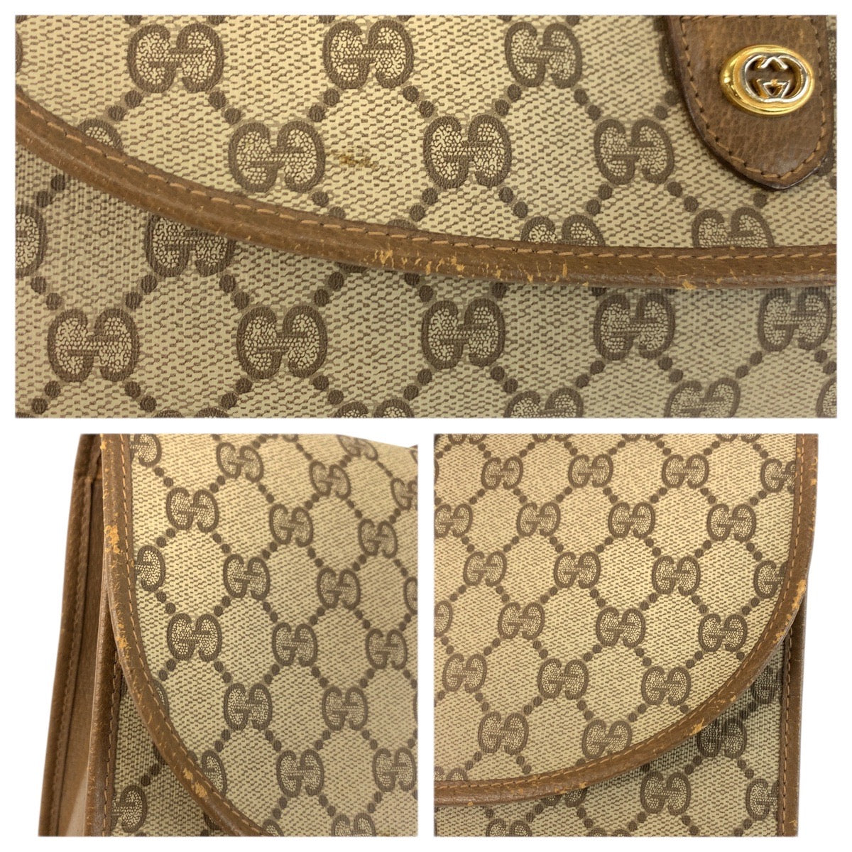 23676
GUCCI グッチ ヴィンテージ シェリーライン ベージュ ブラウン GGスプリームキャンバス 89 01 031 クラッチバッグ セカンドバッグ メンズ AB28