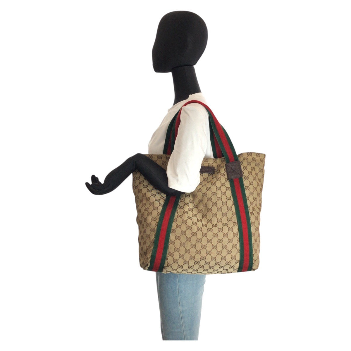 23677
GUCCI グッチ シェリーライン ベージュ ブラウン GGキャンバス 189669 トートバッグ ショルダーバッグ レディース AB37