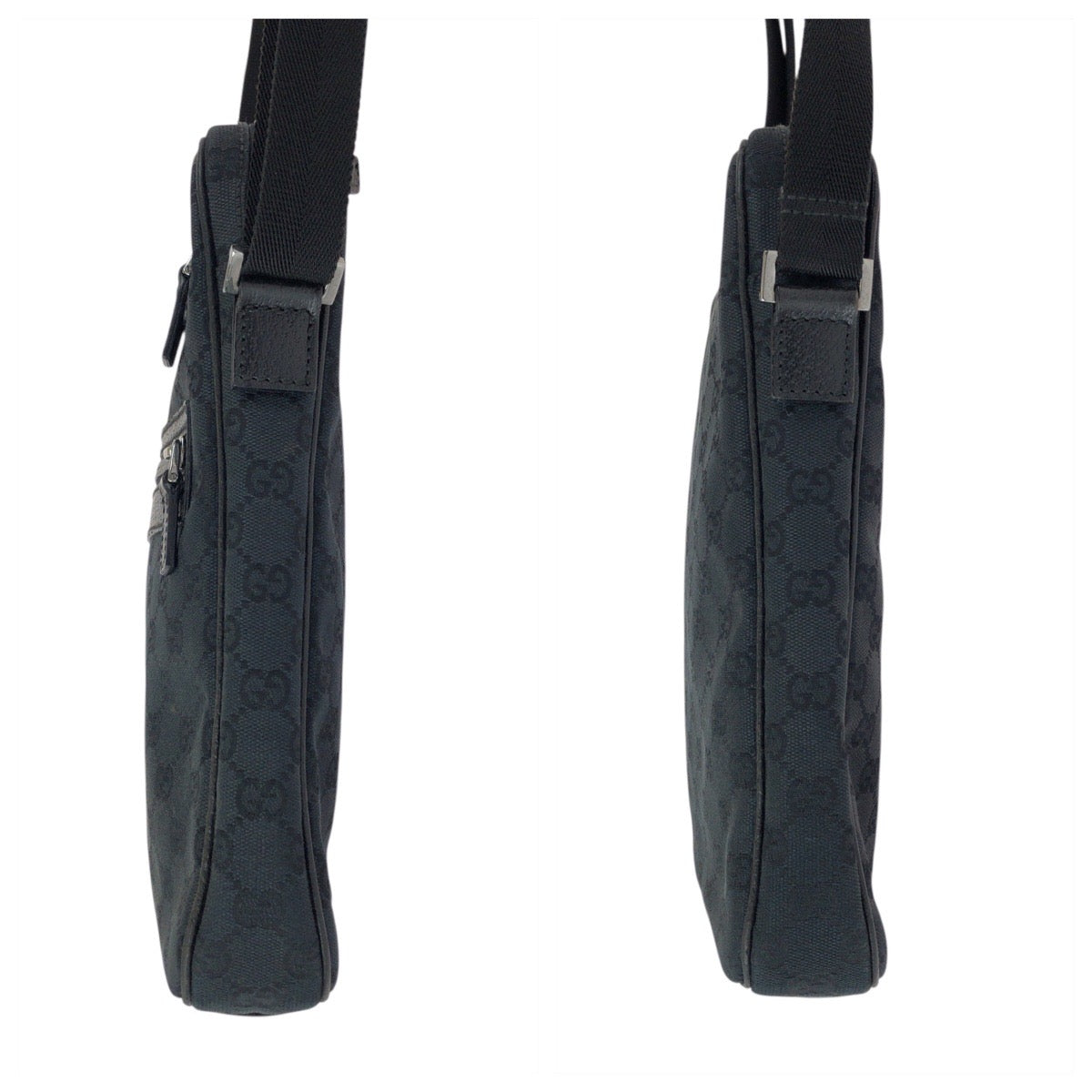 23678
GUCCI グッチ ブラック 黒 シルバー金具 GGキャンバス / レザー 92551 ショルダーバッグ メッセンジャーバッグ メンズ ABP42