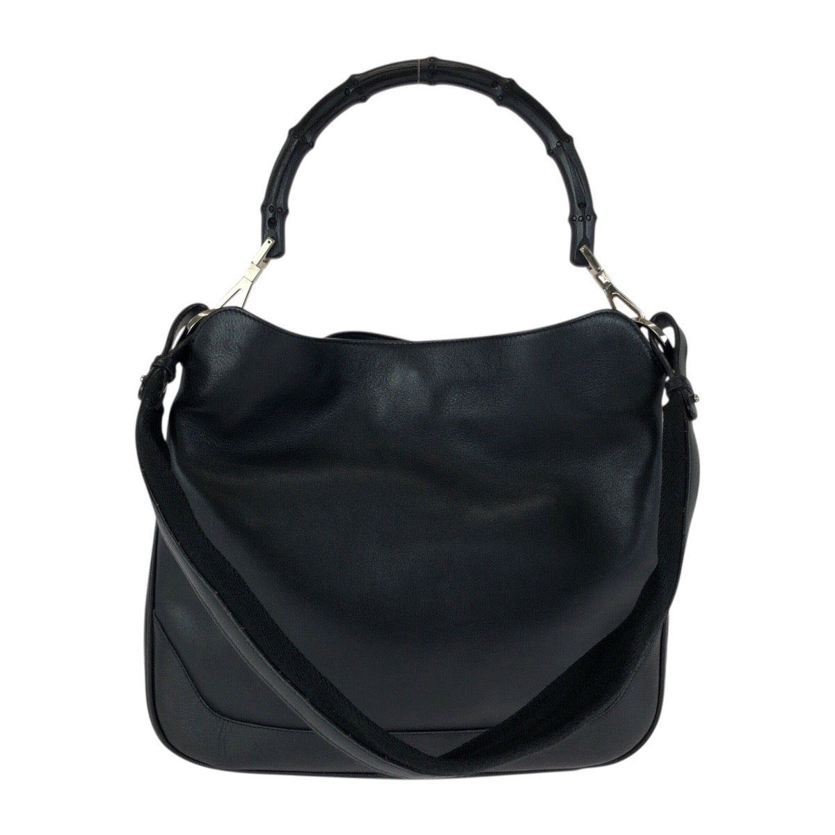 23679
GUCCI グッチ バンブー ブラック 黒 シルバー金具 レザー 001 4095 ハンドバッグ ショルダーバッグ 2WAY レディース ABP37