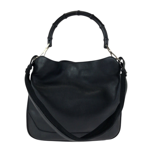 23679
GUCCI グッチ バンブー ブラック 黒 シルバー金具 レザー 001 4095 ハンドバッグ ショルダーバッグ 2WAY レディース ABP37
