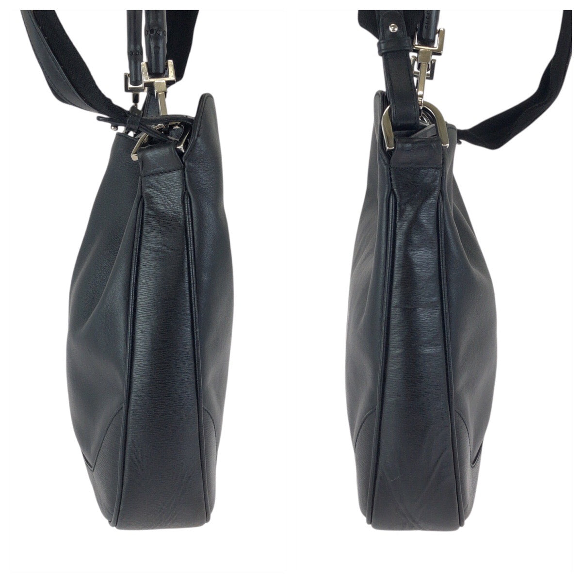 23679
GUCCI グッチ バンブー ブラック 黒 シルバー金具 レザー 001 4095 ハンドバッグ ショルダーバッグ 2WAY レディース ABP37