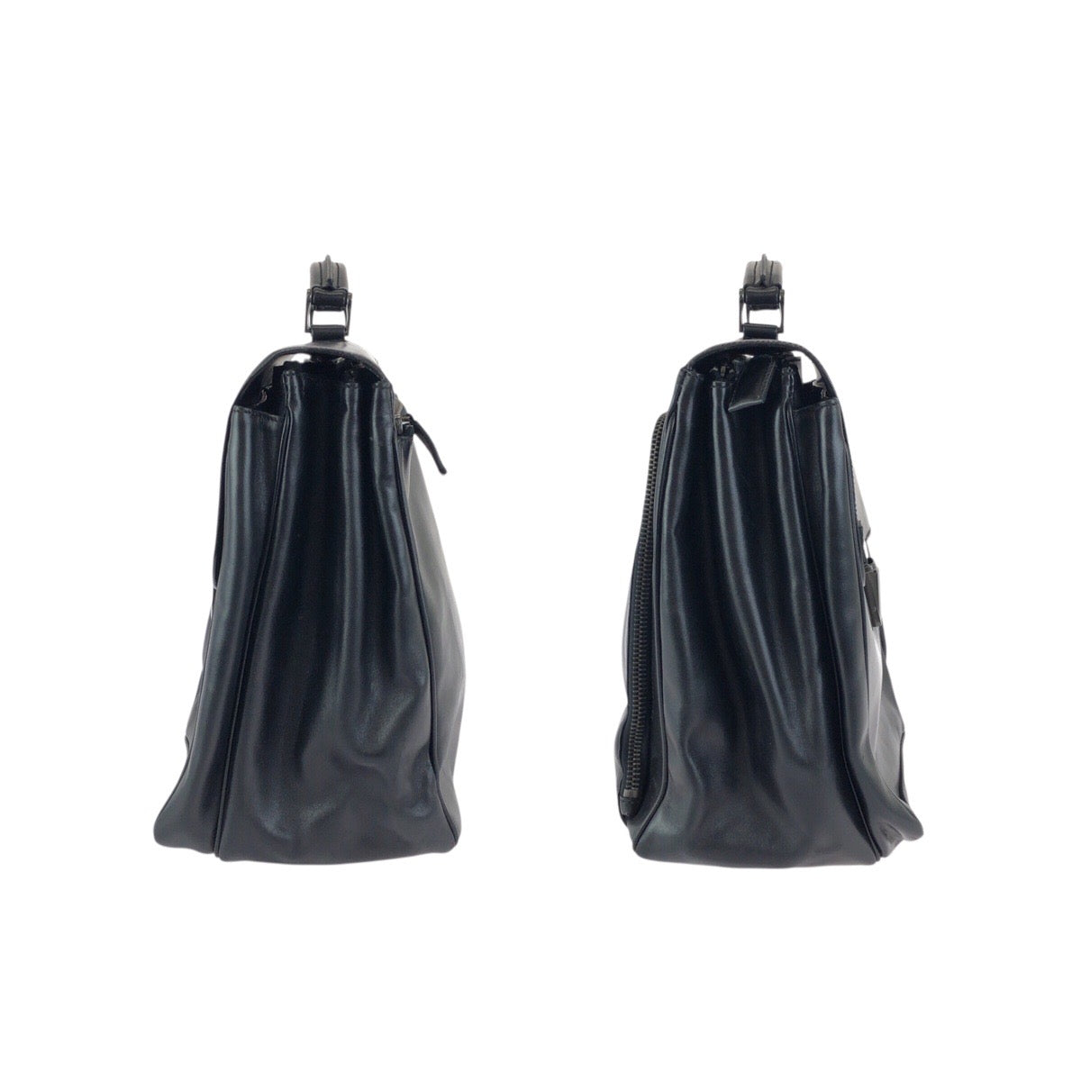 23681
PRADA プラダ ブラック 黒 ガンメタ金具 レザー ビジネスバッグ ブリーフケース メンズ ABP49