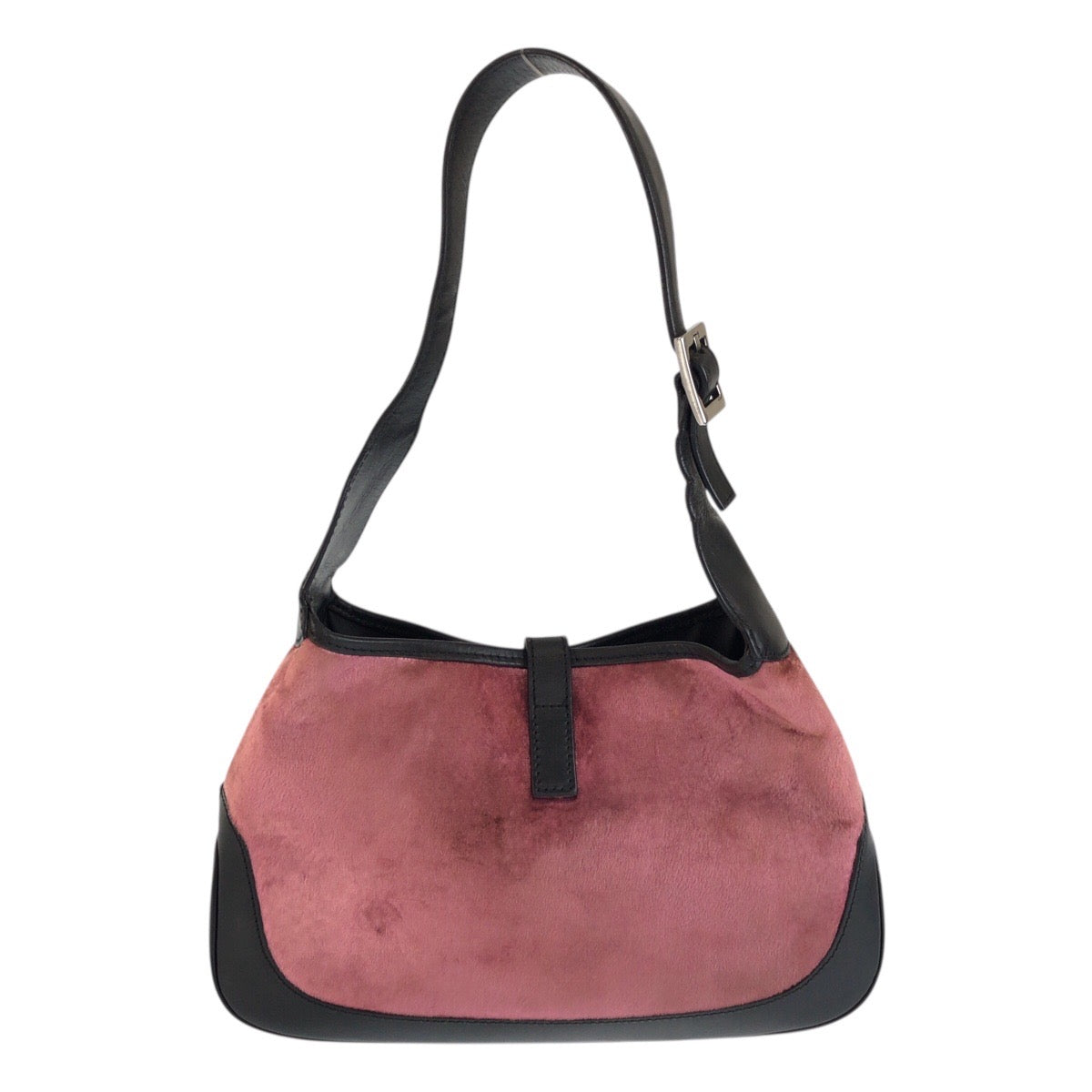23682
GUCCI グッチ ジャッキー ピンク ブラック シルバー金具 ベロア / レザー 001 3735 ショルダーバッグ ハンドバッグ レディース AB37