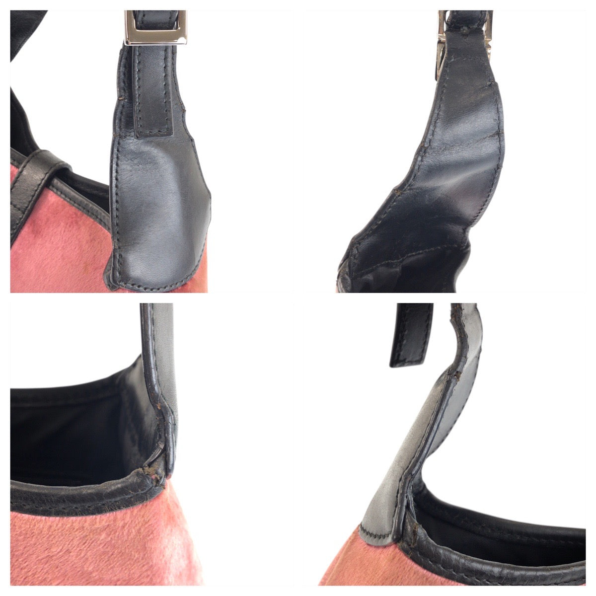 23682
GUCCI グッチ ジャッキー ピンク ブラック シルバー金具 ベロア / レザー 001 3735 ショルダーバッグ ハンドバッグ レディース AB37