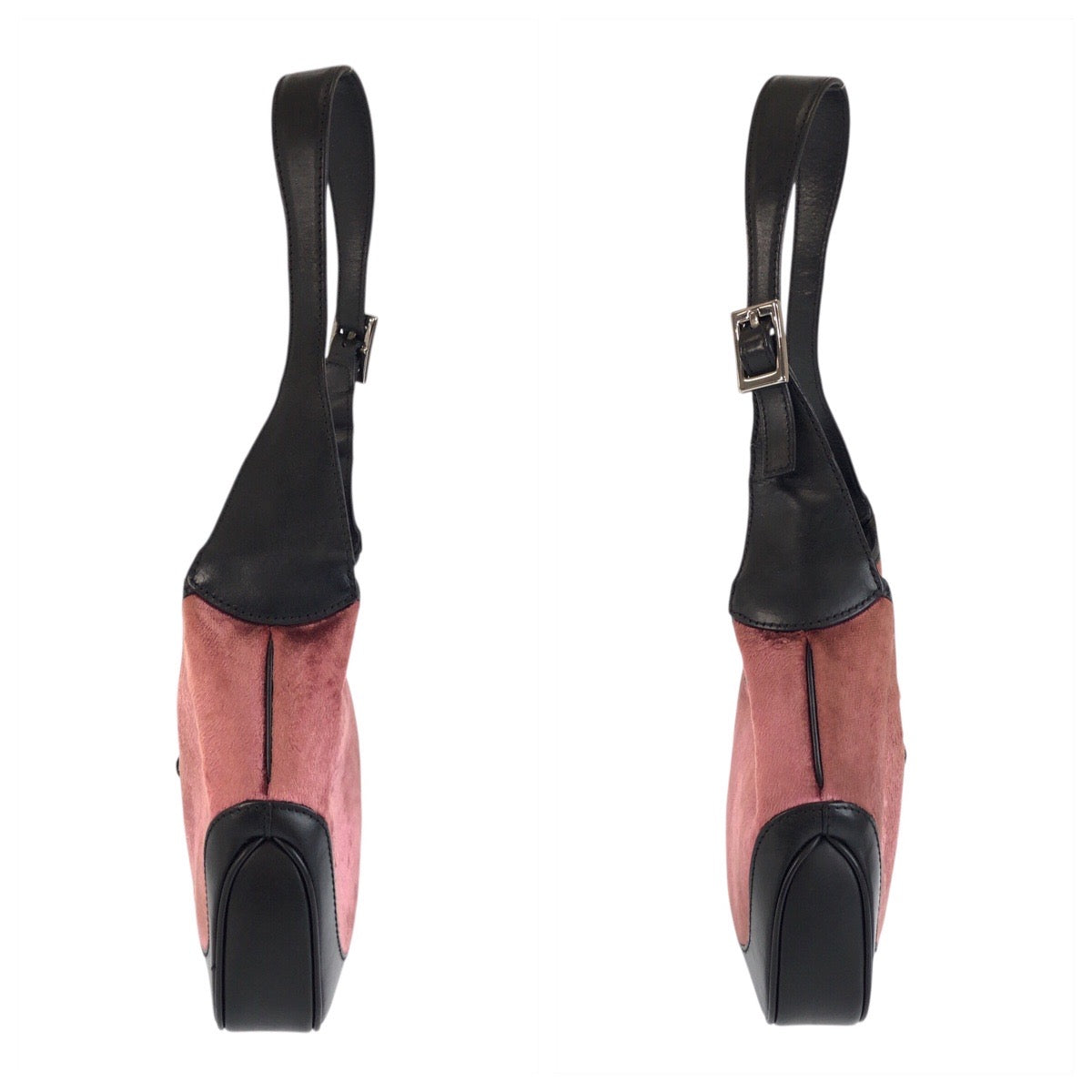 23682
GUCCI グッチ ジャッキー ピンク ブラック シルバー金具 ベロア / レザー 001 3735 ショルダーバッグ ハンドバッグ レディース AB37