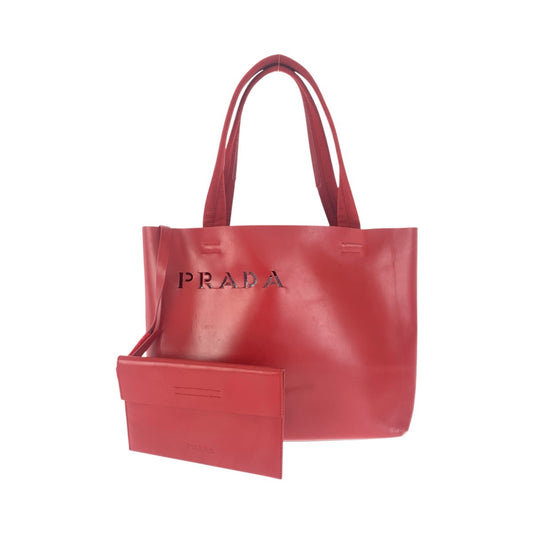 23683
PRADA プラダ パンチング レッド レザー / スウェード トートバッグ ショルダーバッグ レディース AB28