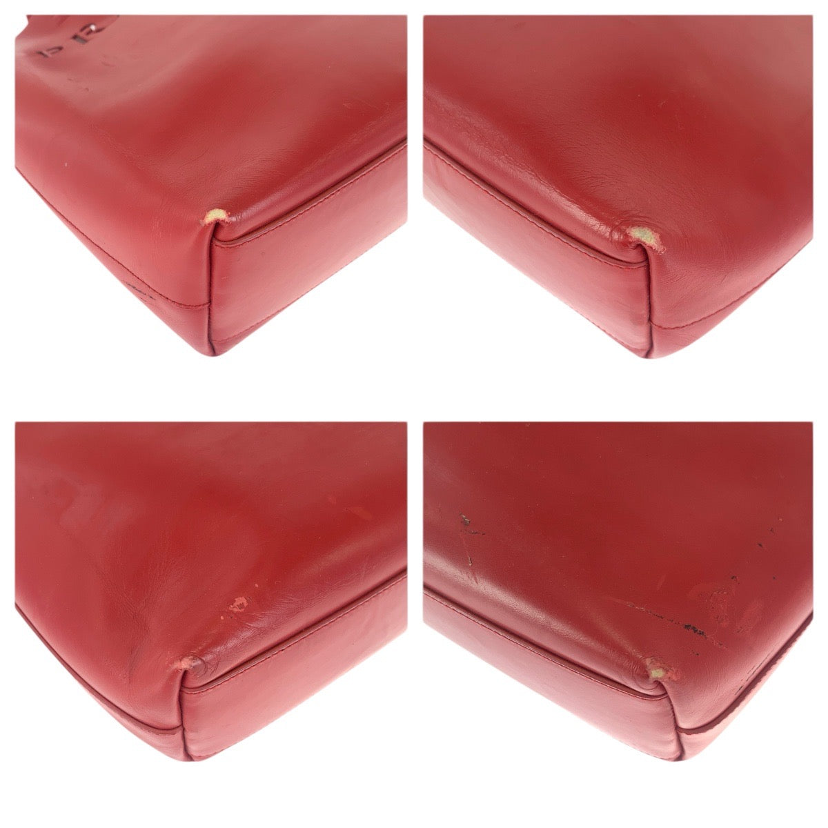 23683
PRADA プラダ パンチング レッド レザー / スウェード トートバッグ ショルダーバッグ レディース AB28