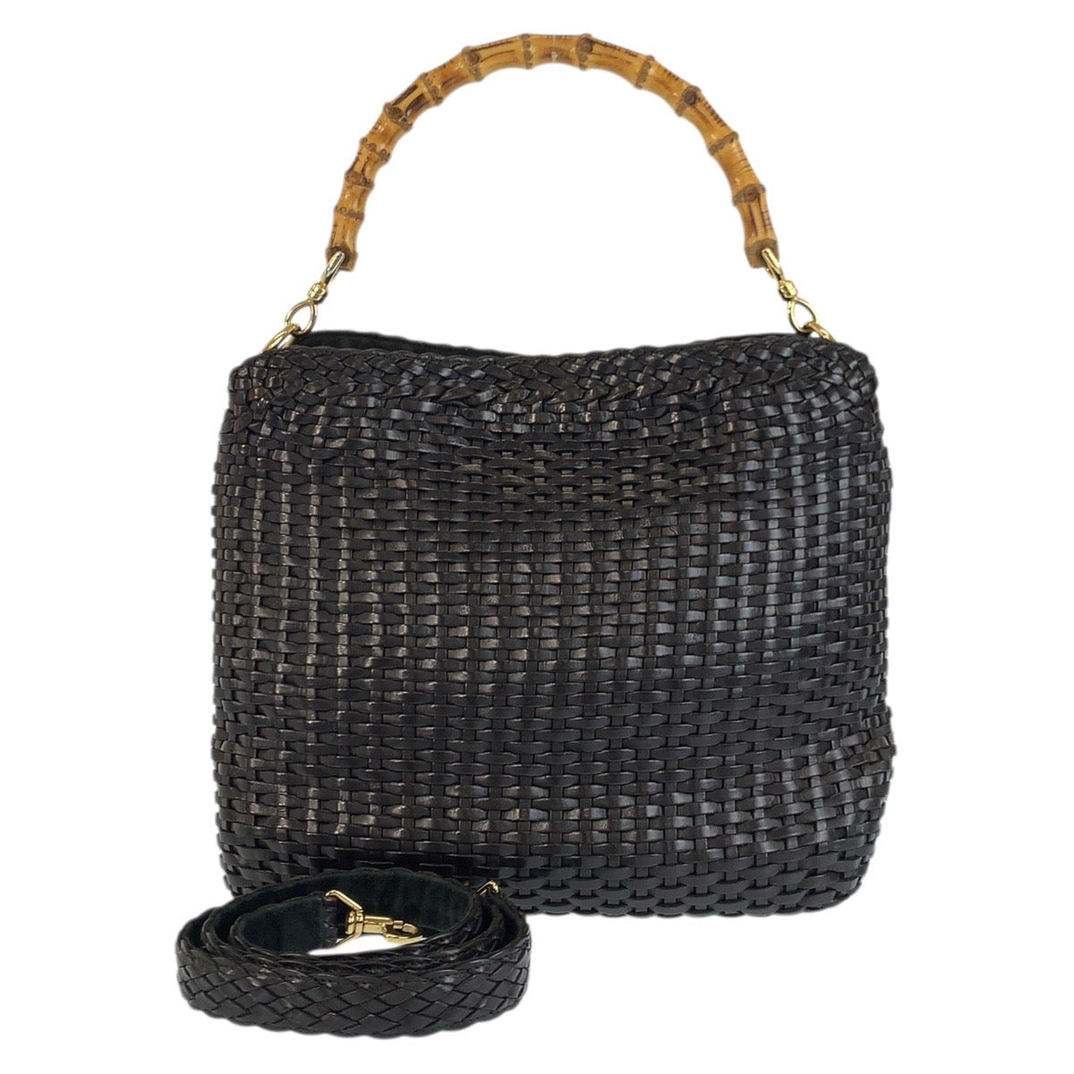 23685
GUCCI グッチ バンブー ブラック 黒 ゴールド金具 レザー 001 0166 1638 ハンドバッグ ショルダーバッグ 2way レディース ABP56