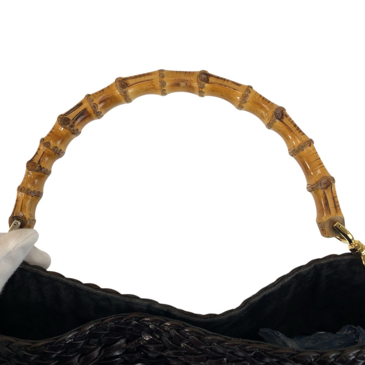 23685
GUCCI グッチ バンブー ブラック 黒 ゴールド金具 レザー 001 0166 1638 ハンドバッグ ショルダーバッグ 2way レディース ABP56