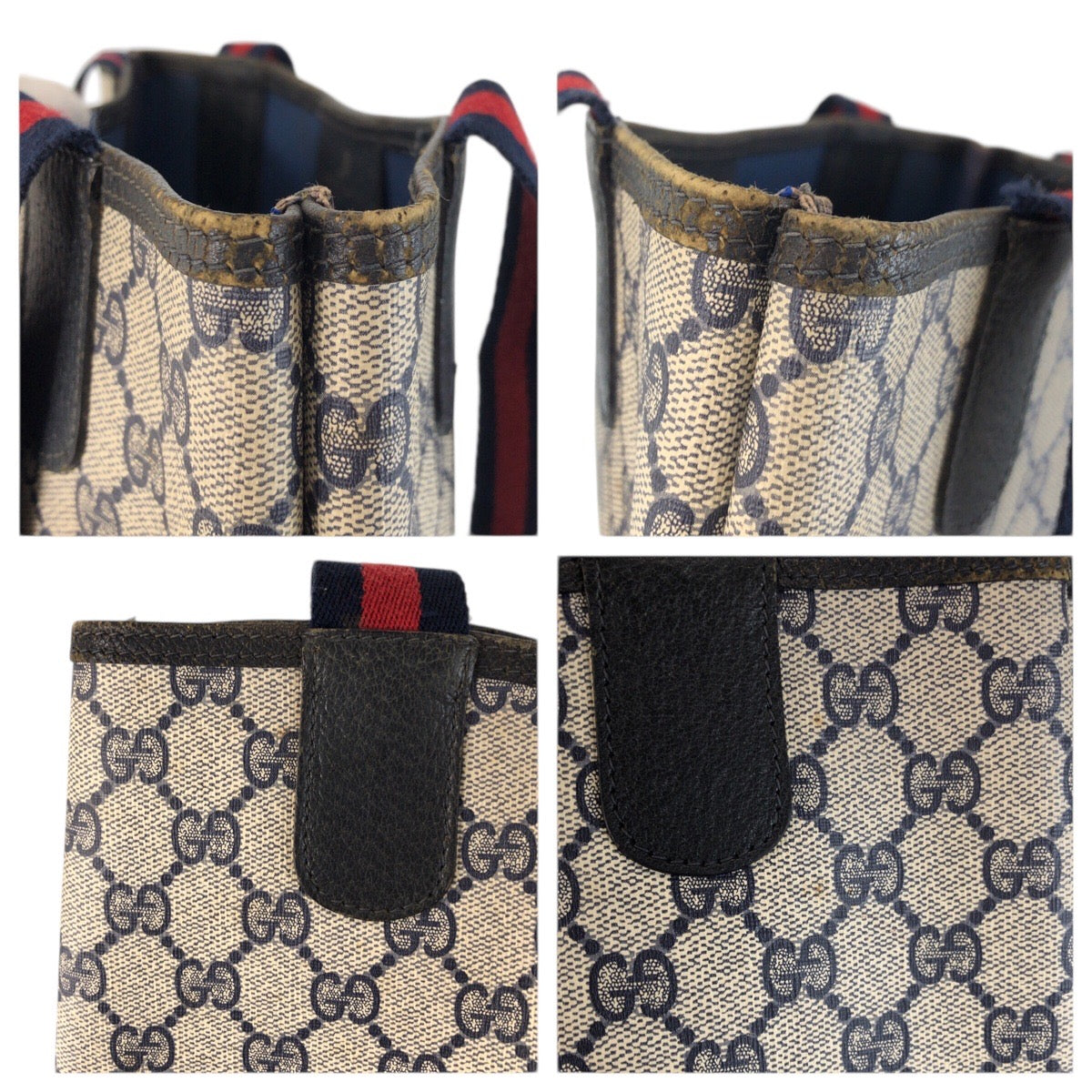 23687
GUCCI グッチ ヴィンテージ シェリーライン グレー ネイビー GGスプリームキャンバス 89 02 003 トートバッグ ショルダーバッグ レディース ABP28