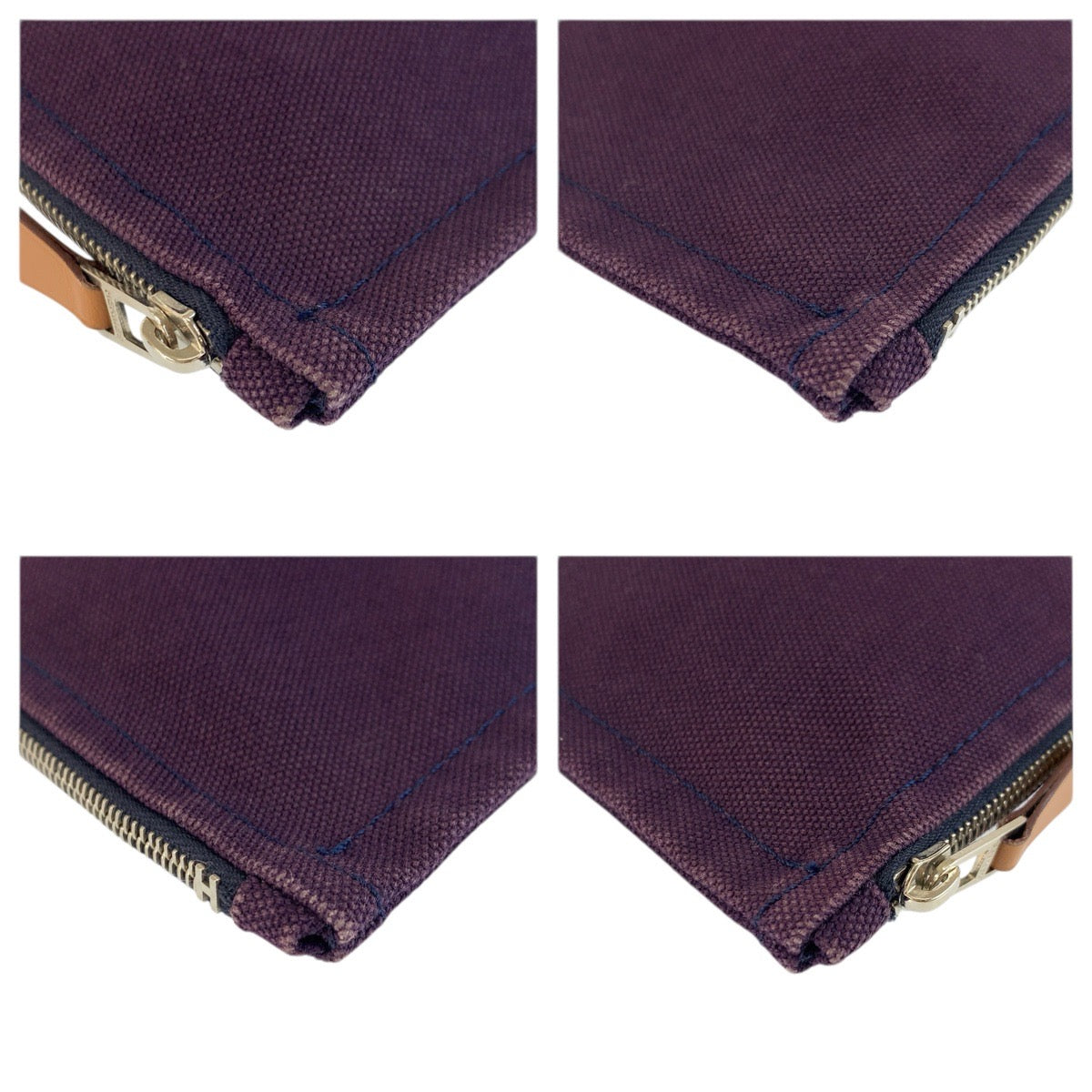23690
HERMES エルメス ヨッティング トゥルースフラットGM パープル シルバー金具 コットン クラッチバッグ ポーチ レディース AB11