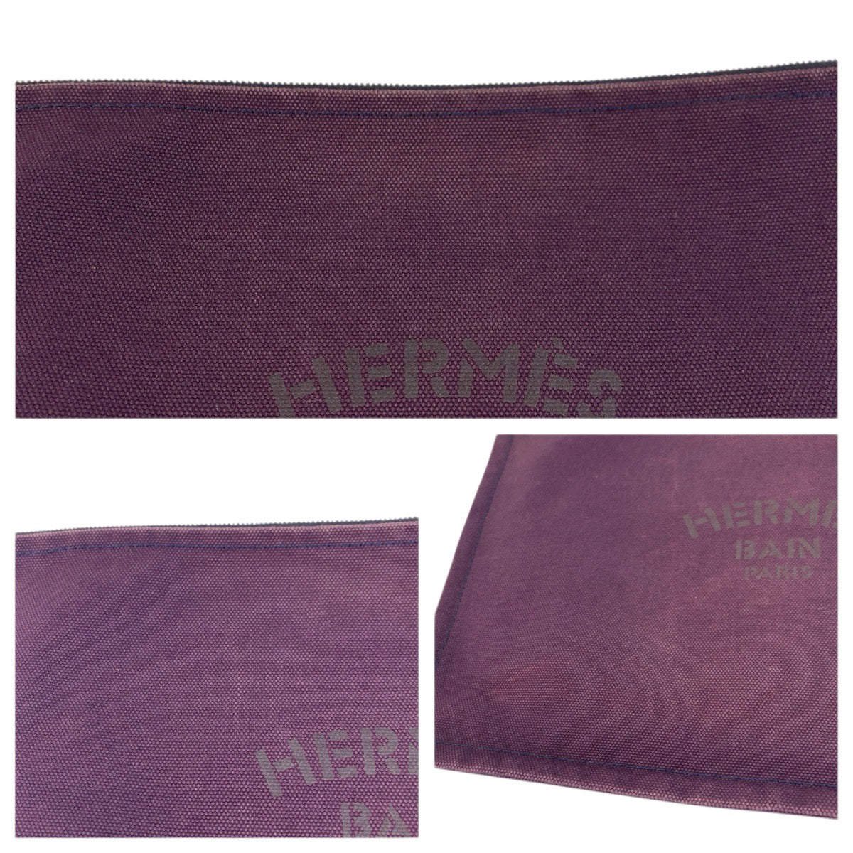 23690
HERMES エルメス ヨッティング トゥルースフラットGM パープル シルバー金具 コットン クラッチバッグ ポーチ レディース AB11