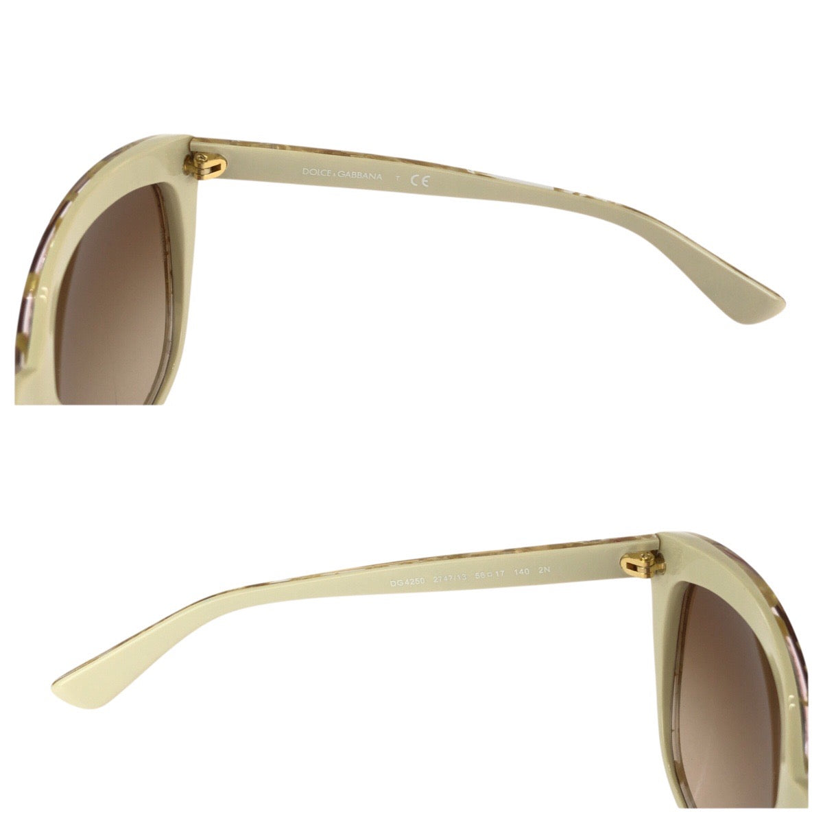 23691
DOLCE&GABBANA ドルチェアンドガッバーナ ベージュ ゴールド金具 プラスチック DG4250 2747/13 56□17 140 2N サングラス メガネ 男女兼用 フォックス レディース A15