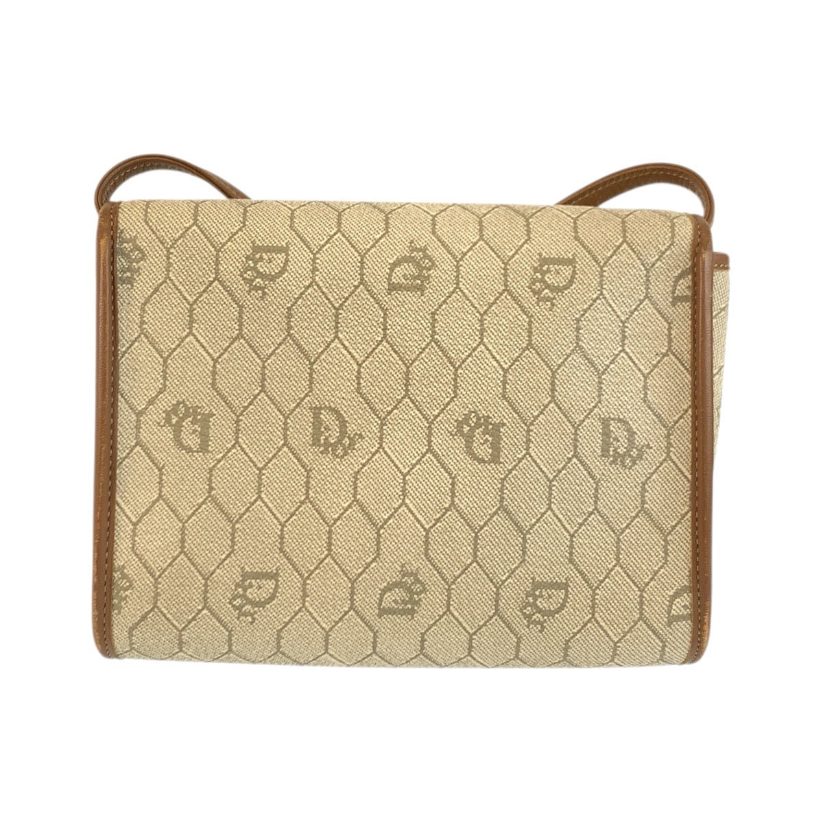 23693
Dior ディオール ヴィンテージ ベージュ ブラウン ゴールド金具 PVC / レザー ショルダーバッグ ポシェット レディース AB28