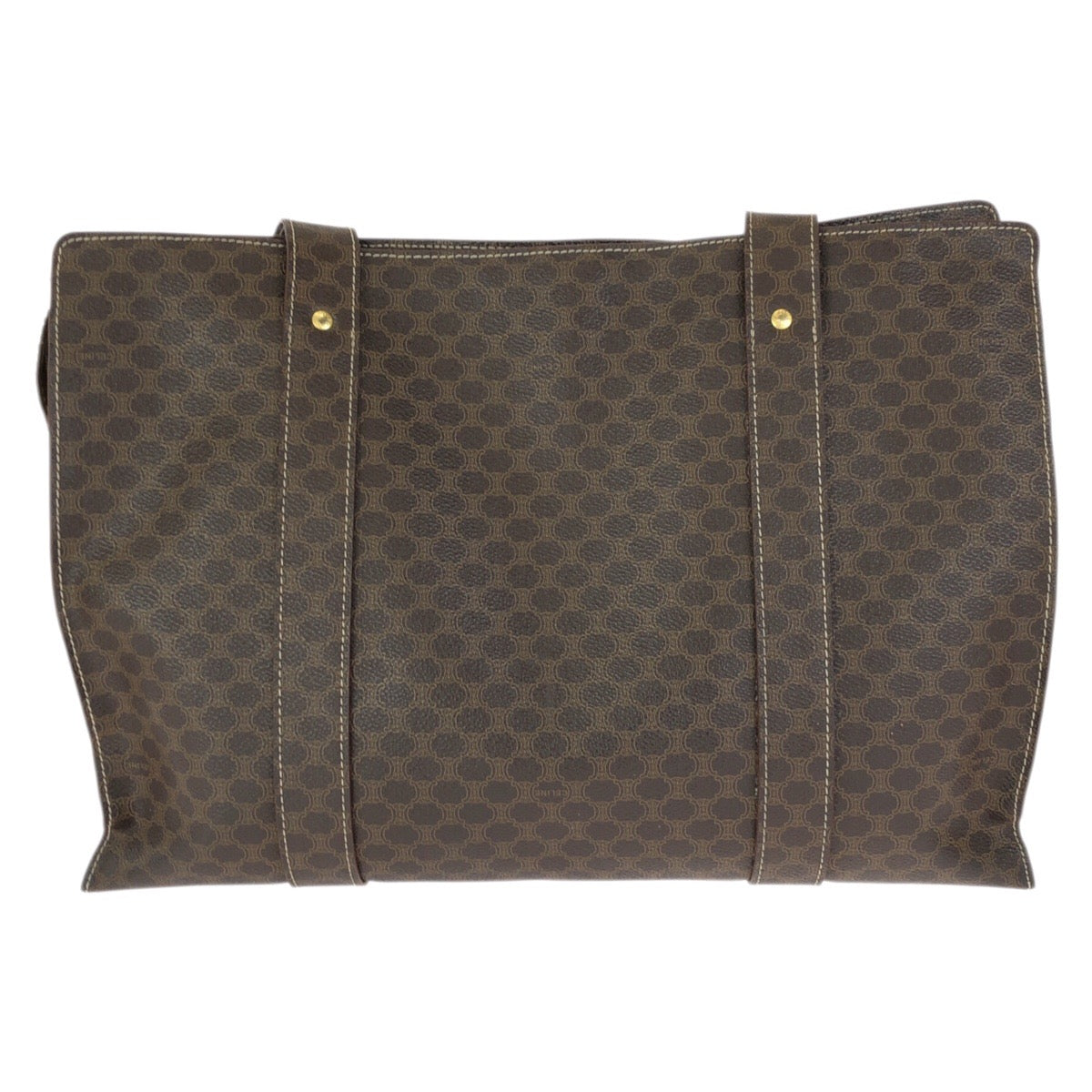23694
CELINE セリーヌ マカダム ダークブラウン ゴールド金具 PVC MC97/2 トートバッグ ショルダーバッグ レディース ABP42