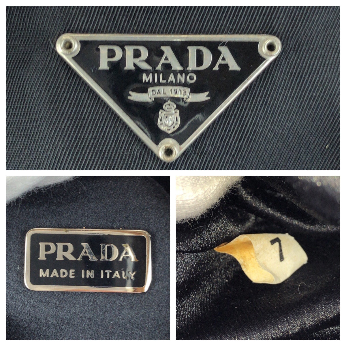 23696
PRADA プラダ テスート 三角ロゴプレート ブラック 黒 シルバー金具 ナイロン / レザー ハンドバッグ アクセサリーポーチ レディース A42