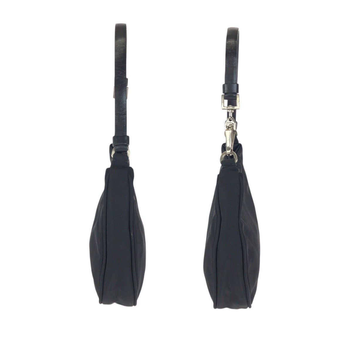 23696
PRADA プラダ テスート 三角ロゴプレート ブラック 黒 シルバー金具 ナイロン / レザー ハンドバッグ アクセサリーポーチ レディース A42