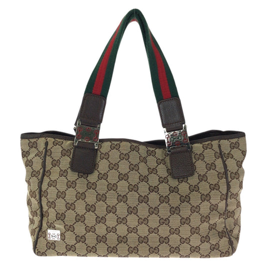 23697
GUCCI グッチ シェリーライン ベージュ ブラウン シルバー金具 GGキャンバス / レザー 145810 トートバッグ ショルダーバッグ レディース AB30