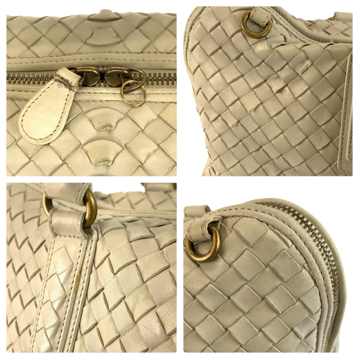 23698
BOTTEGAVENETA ボッテガヴェネタ イントレチャート アイボリー ゴールド金具 レザー 194403 VFEDO 9541 ハンドバッグ ショルダーバッグ レディース AB30