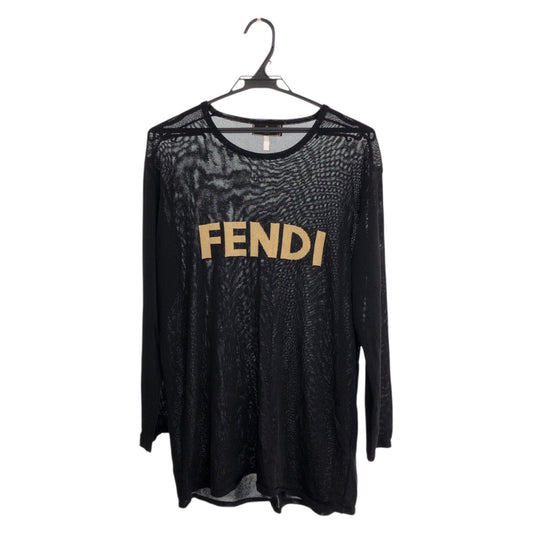 23699
FENDI フェンディ シースルー サイズ42 ブラック 黒 ゴールド ポリエステル 長袖Ｔシャツ メンズ ABP30