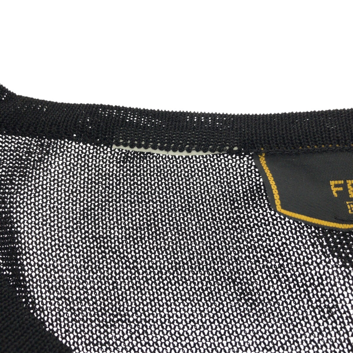 23699
FENDI フェンディ シースルー サイズ42 ブラック 黒 ゴールド ポリエステル 長袖Ｔシャツ メンズ ABP30