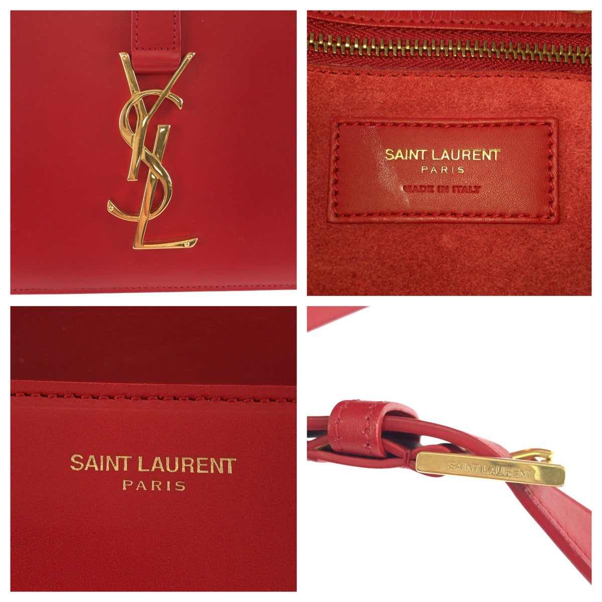 23702
SAINT LAURENT YSL Université Red Gold Hardware Leather GN2357 403 0914 Shoulder Bag Pochette Women's ABP94