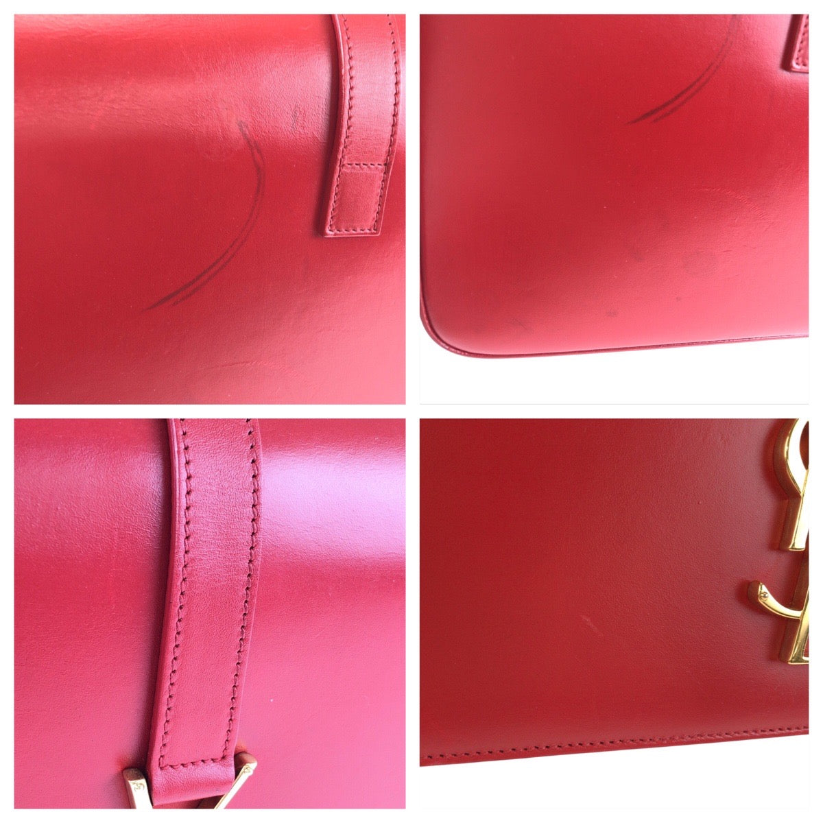 23702
SAINT LAURENT YSL Université Red Gold Hardware Leather GN2357 403 0914 Shoulder Bag Pochette Women's ABP94