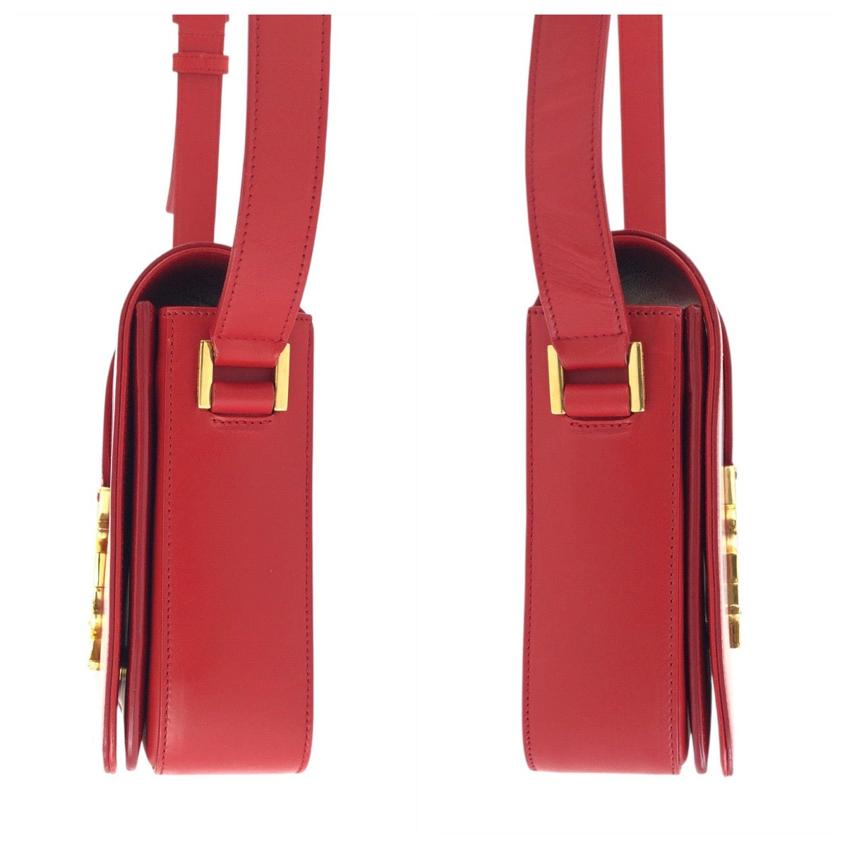 23702
SAINT LAURENT YSL Université Red Gold Hardware Leather GN2357 403 0914 Shoulder Bag Pochette Women's ABP94