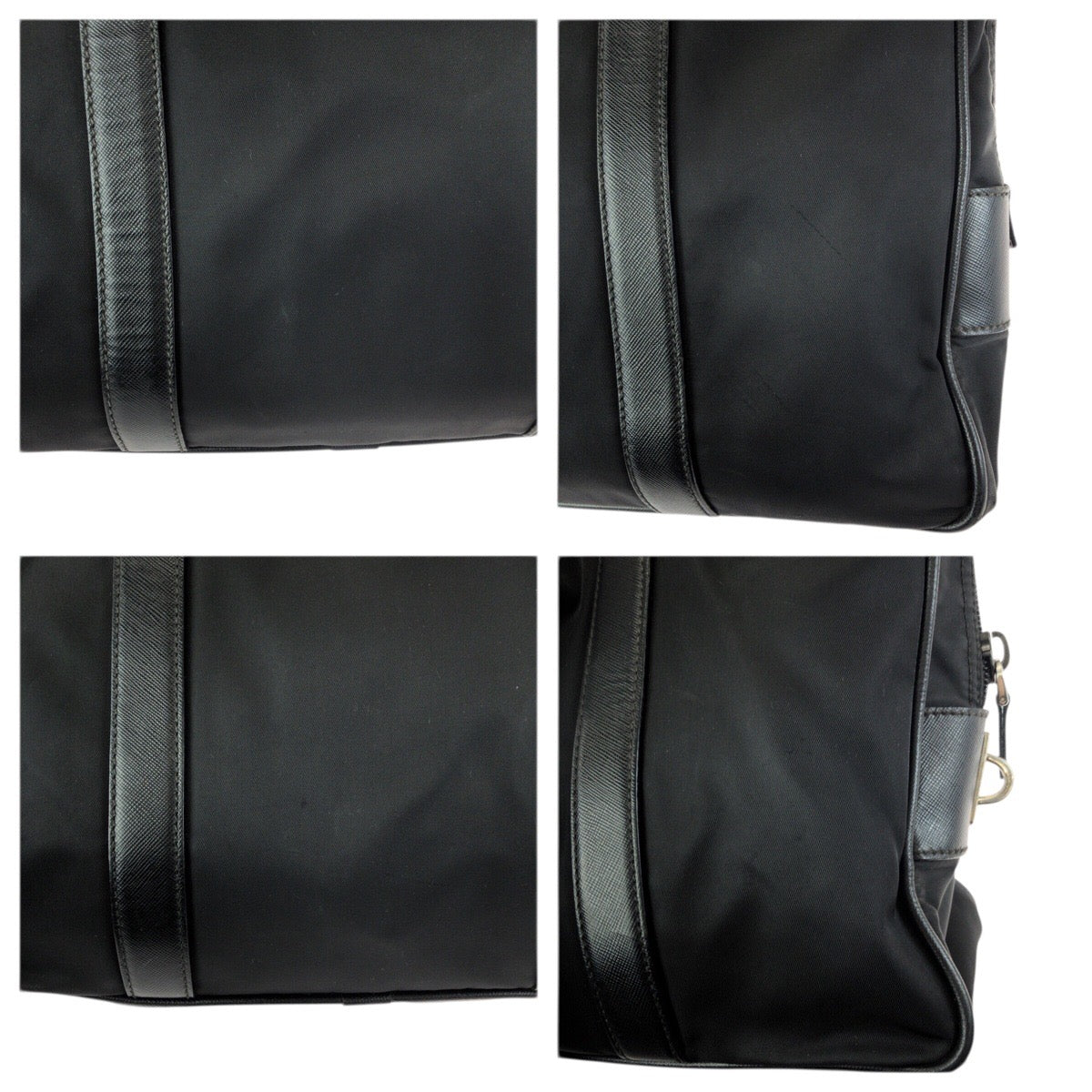 23703
PRADA プラダ テスート サフィアーノ 三角ロゴプレート ブラック 黒 シルバー金具 ナイロン / レザー ビジネスバッグ トートバッグ メンズ AB35