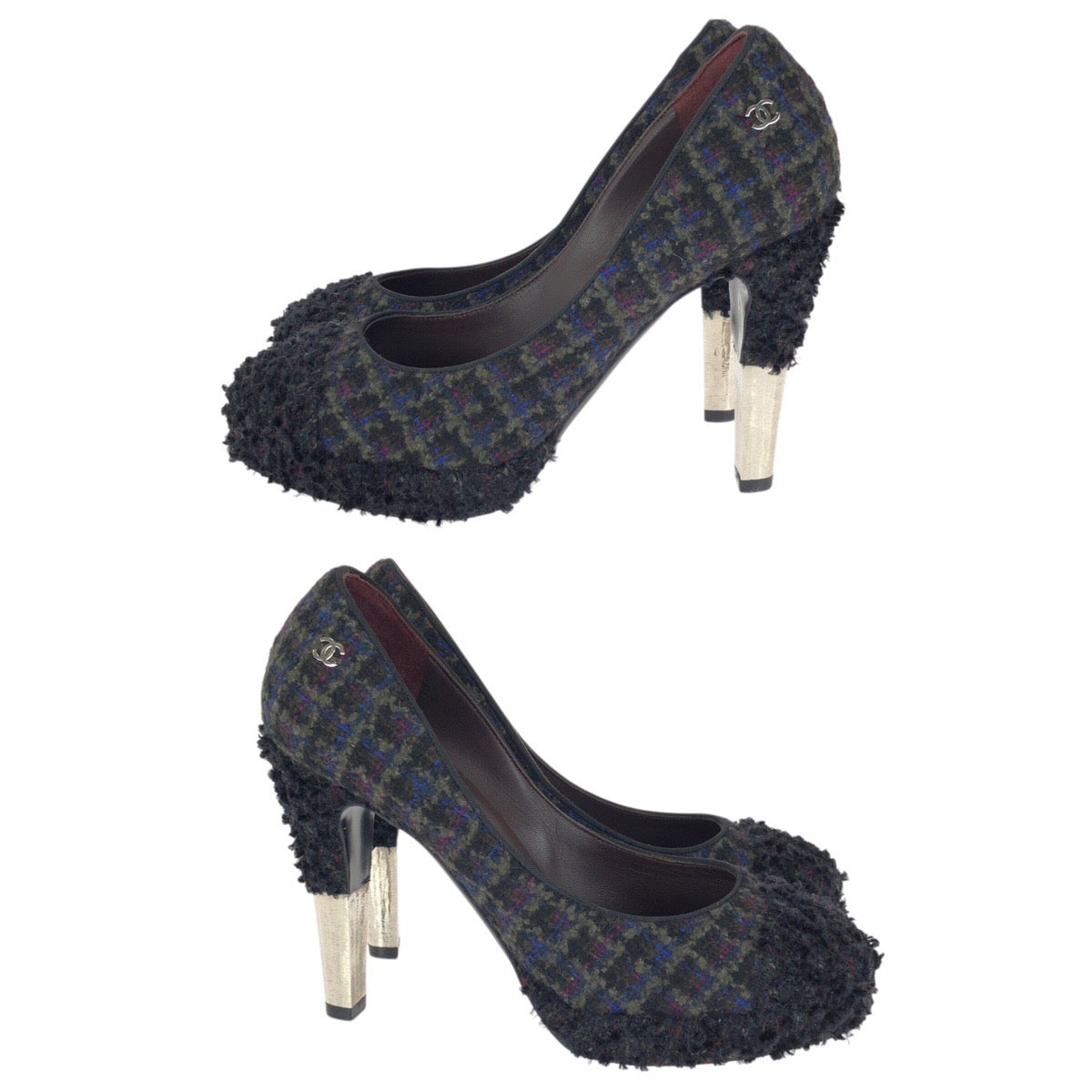 23704
CHANEL シャネル ココマーク チェック サイズ37 マルチカラー ツイード G27495 パンプス ハイヒール 靴 レディース A42
