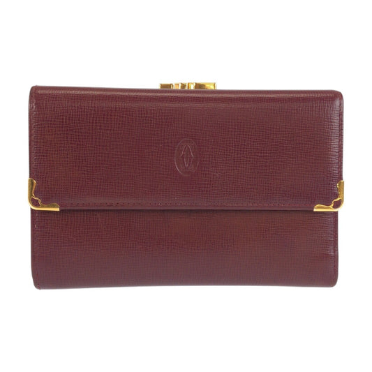 23708
CARTIER カルティエ マストライン ワインレッド ボルドー ゴールド金具 レザー 折り財布 コンパクトウォレット レディース ABP21