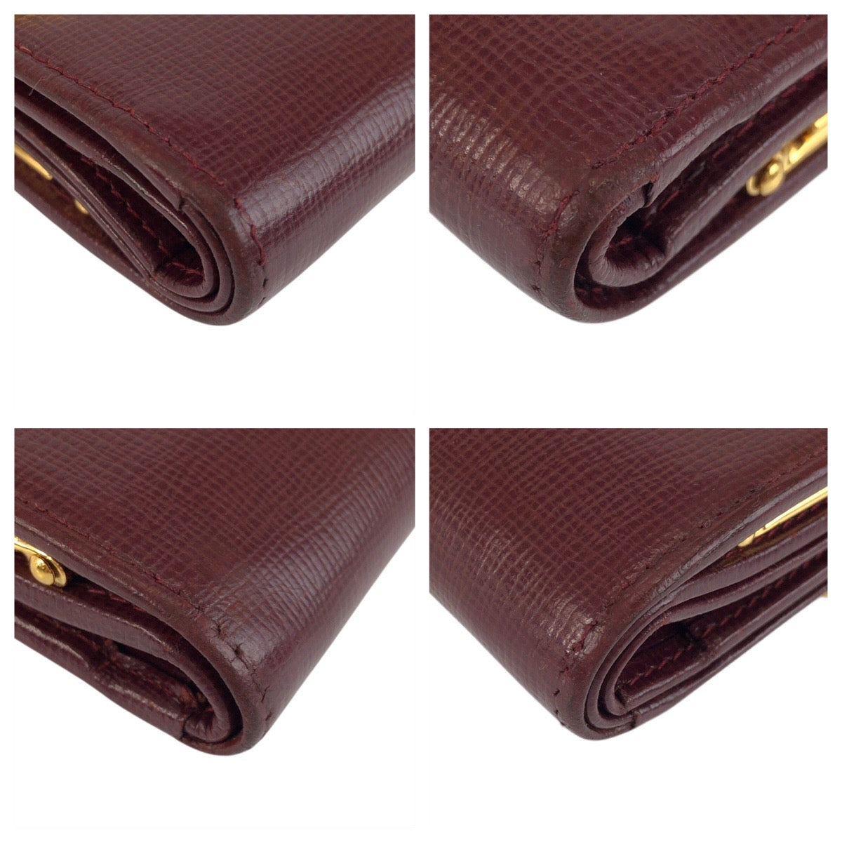 23708
CARTIER カルティエ マストライン ワインレッド ボルドー ゴールド金具 レザー 折り財布 コンパクトウォレット レディース ABP21