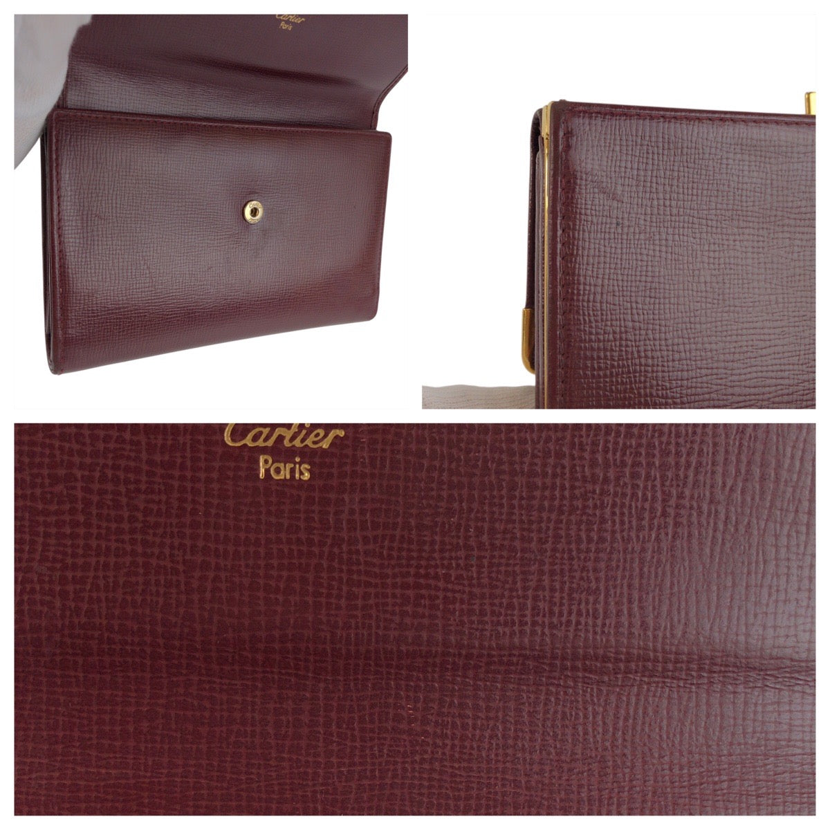 23708
CARTIER カルティエ マストライン ワインレッド ボルドー ゴールド金具 レザー 折り財布 コンパクトウォレット レディース ABP21